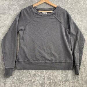 Mate The Label Sweatshirt Womens Small Charcoal Gray Knit Crewneck Raglan Sleeve